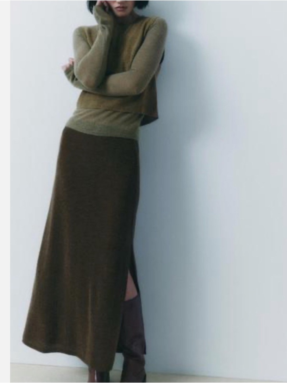 Zara Olive Green Wool Alpaca Knit Maxi Skirt – Size Medium – NWOT
